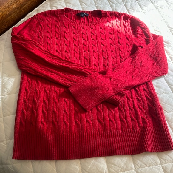 Land’s End Red Cable Knit Sweater Small - Picture 3 of 9